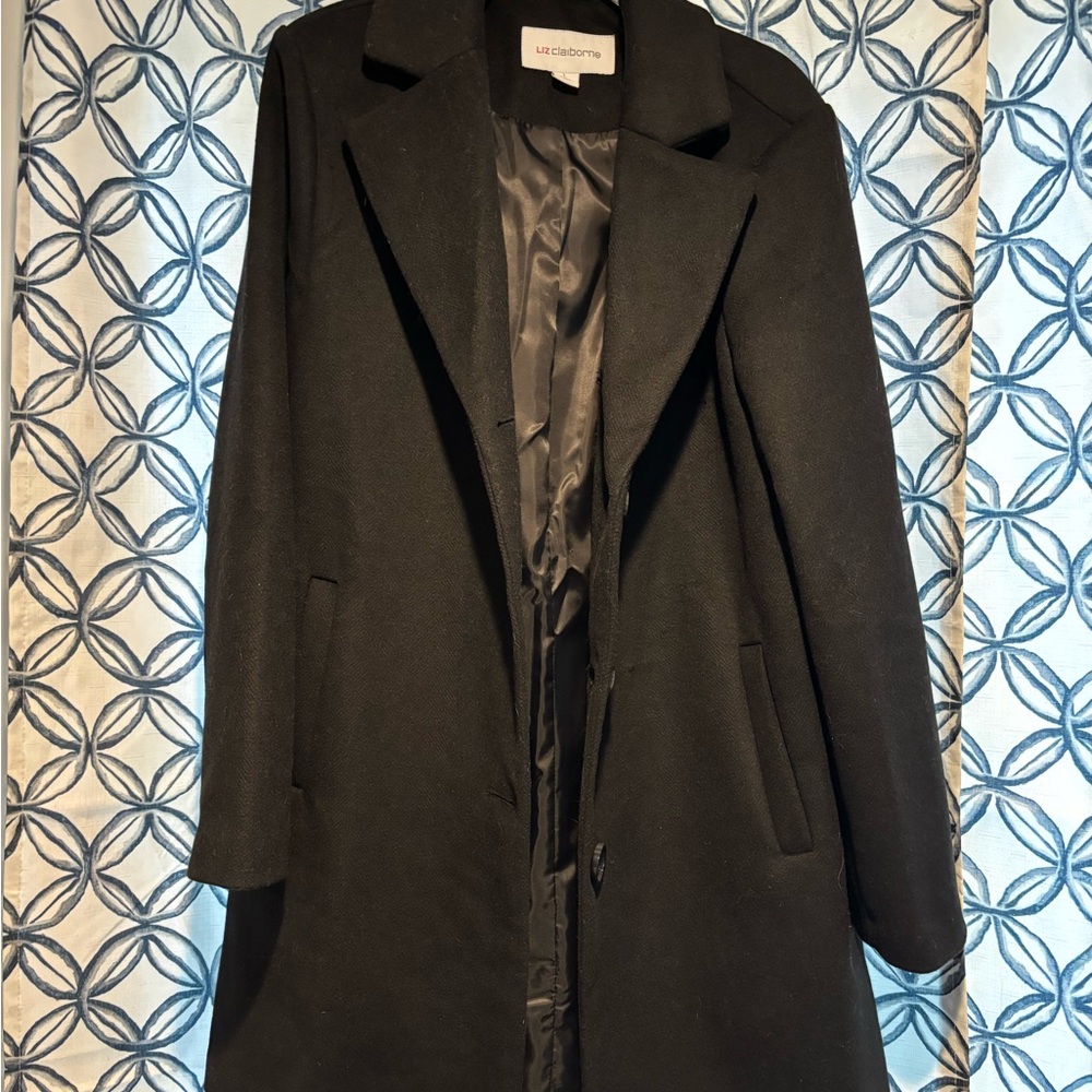 Liz Claiborne Women's Elegant Black Trench Coat